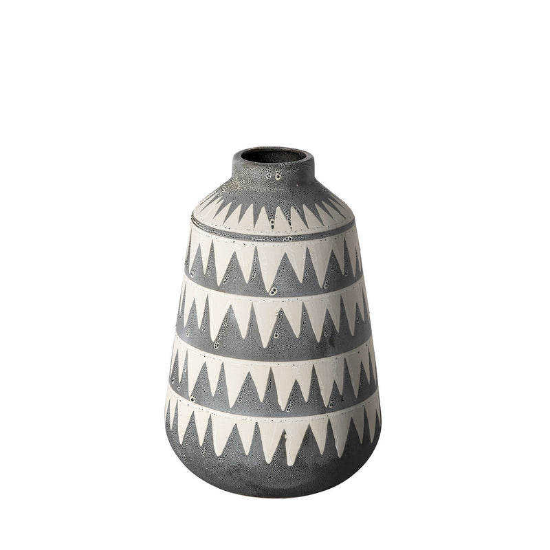 Geometric Cylinder Table Vase - Gray / Ivory