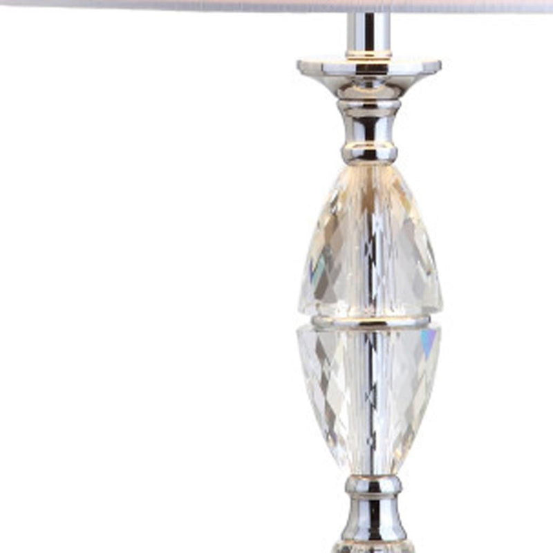 Novelty Table Lamps With Drum Shades (Set of 2) - Clear / Silver / White