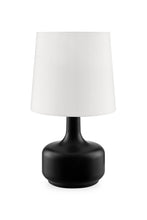 Load image into Gallery viewer, Metal Bedside Table Lamp With White Shade - Black
