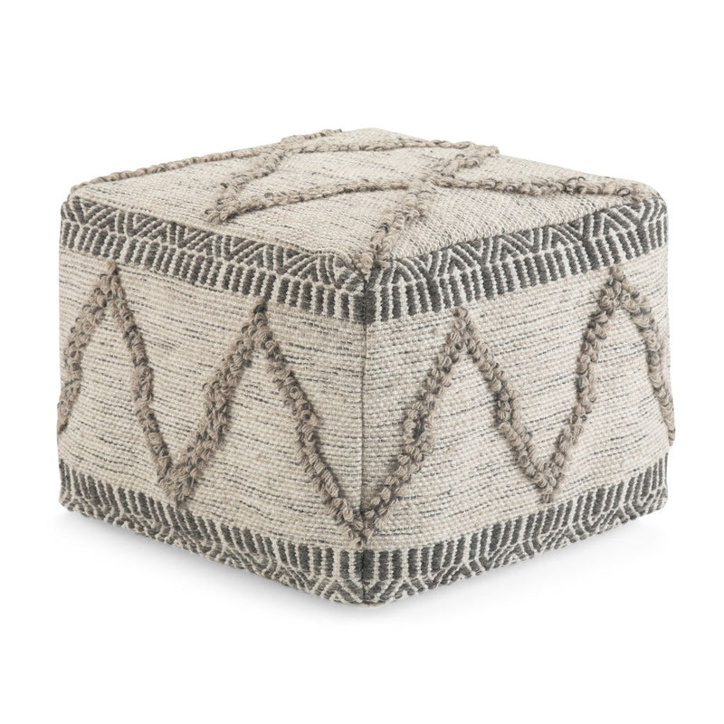 18" Wool Pouf Ottoman - Gray