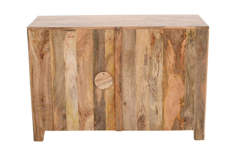 30" Solid Wood Textured Door Accent Cabinet With Two Doors - Natural