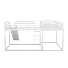 Load image into Gallery viewer, Full and Twin Size L-Shaped Bunk Bed with Slide and Short Ladder, White
