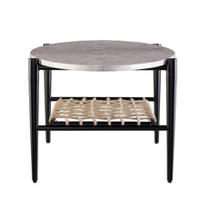 Load image into Gallery viewer, Metal Faux Marble Boho Rope Oval Coffee Table - Black
