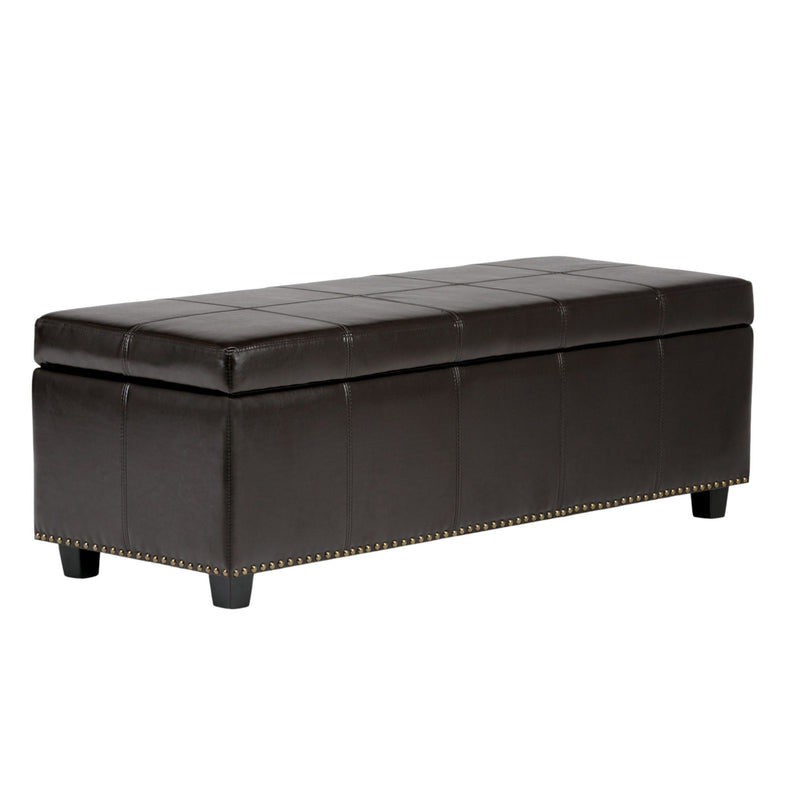 Coffee Upholstery Storage Ottoman - Dark Brown