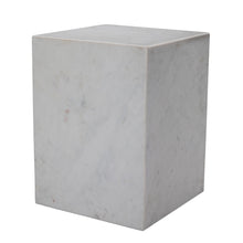 Load image into Gallery viewer, 20" Marble Square Block End Table - White
