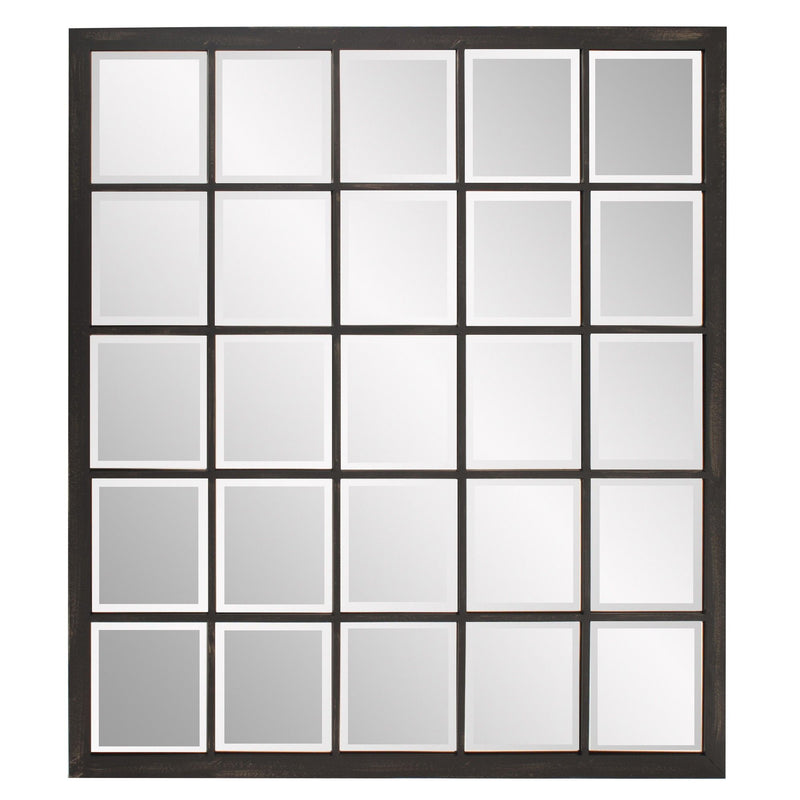 Rectangular Antique Finish Mirror With Beveled Edge - Black
