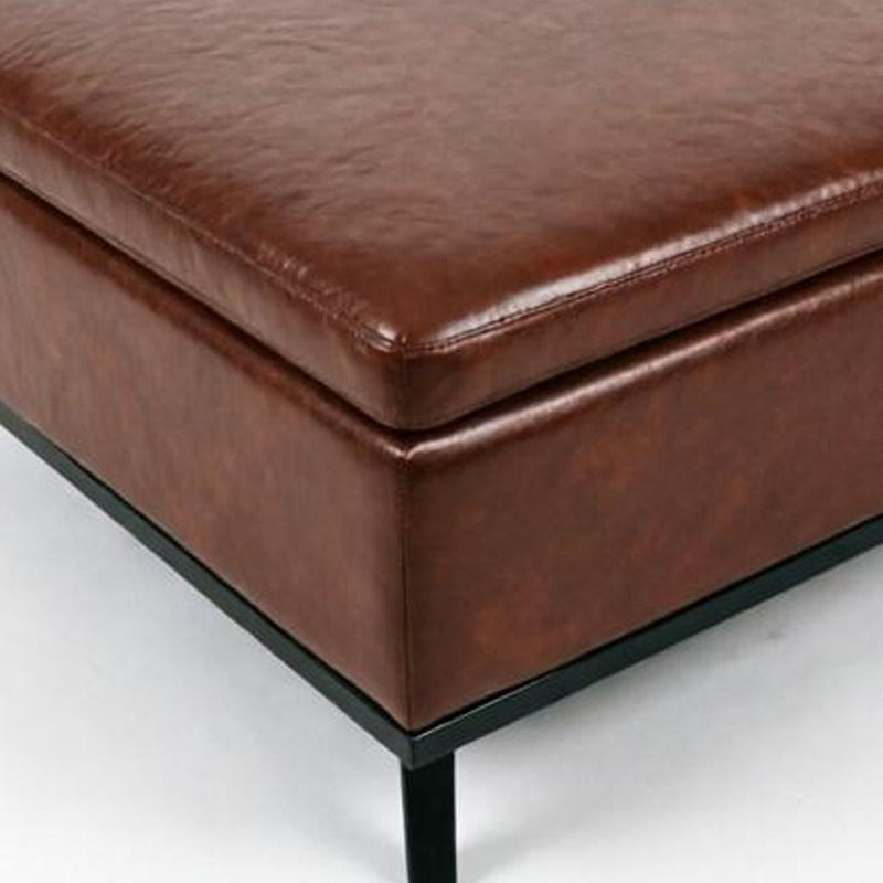 And Black Faux Leather Ottoman With Storage - Brown