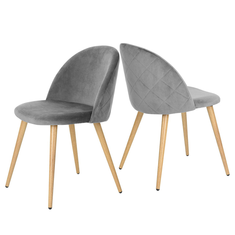Velvet Metal Dining Side Chairs (Set of 2) - Gray / Oak