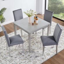 Load image into Gallery viewer, 5 Pieces Wooden Dining Table Set, Square Table And 4 Upholstered Chairs
