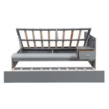 Load image into Gallery viewer, Full Size Wood Storage Hydraulic Platform Bed with Twin Size Trundle, Side Table and Lounge, Gray
