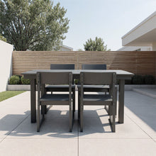 Load image into Gallery viewer, 5 Piece Outdoor Dining Set For 4, Patio Table With Umbrella Hole And 4 Armrest Chairs For Backyard - Gray
