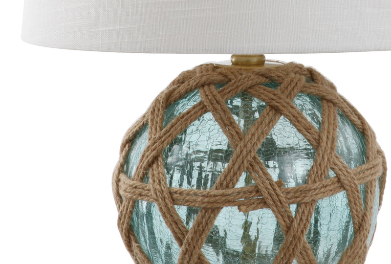 22" Novelty Table Lamp LED With Drum Shade - Aqua