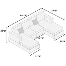 Load image into Gallery viewer, U-Shaped Sectional Set With Cushion Back Armless Chairs Right And Left Arm Chaise
