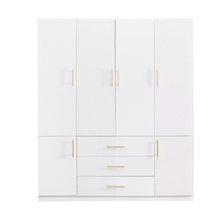 Load image into Gallery viewer, 74" Carved Geometric Six Door Three Drawer Combo Dresser - White
