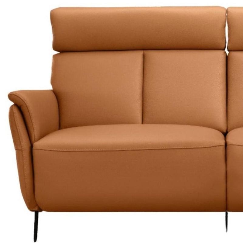 Leather Reclining USB Sofa - Camel