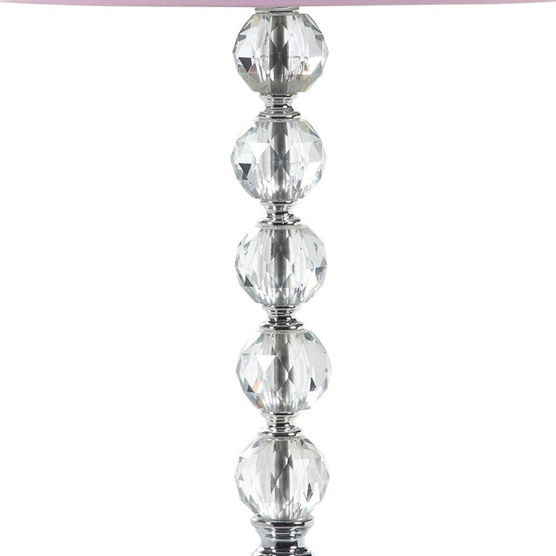Crystal With Shade Table Lamp - Pink And White Dot