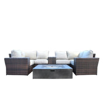 Load image into Gallery viewer, Patio Seating Set With Cushions And Fire Pit - Brown
