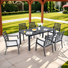 Load image into Gallery viewer, Modern Classic Outdoor Patio Dining Set, Rectangular Table &amp; Dining Chairs, Rust Free, Weather Resistant
