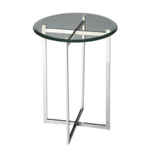 Load image into Gallery viewer, Geo Base And Glass Round End Table - Silver

