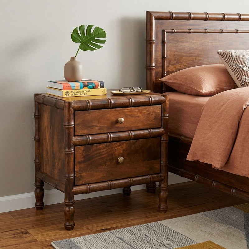 Solid Wood Two Drawer Nightstand (738440) - Brown