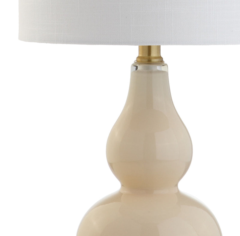 Gourd Desk Lamp LED With Drum Shade - Ivory