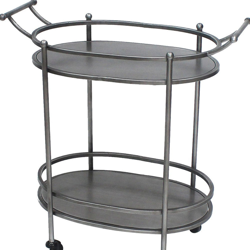 Antique Oval Service Cart - Bronze