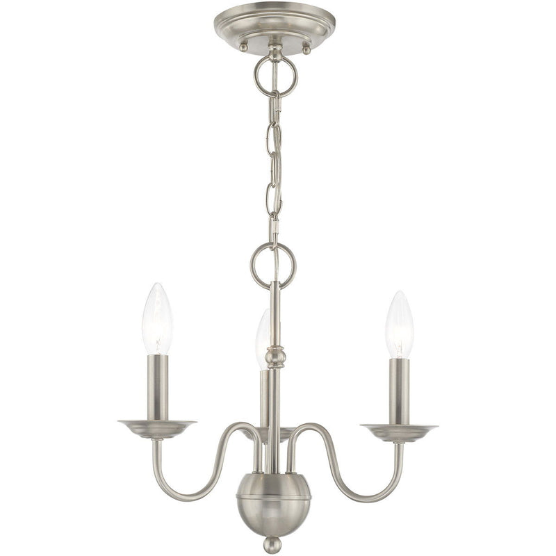 13" Three Light Dimmable Chandelier With Shades - Nickel
