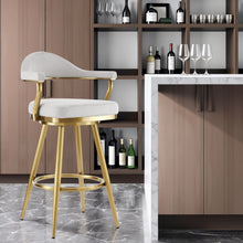 Load image into Gallery viewer, 30" Fabric And Stainless Steel Low Back Height Swivel Bar Chair - Silver And Gold
