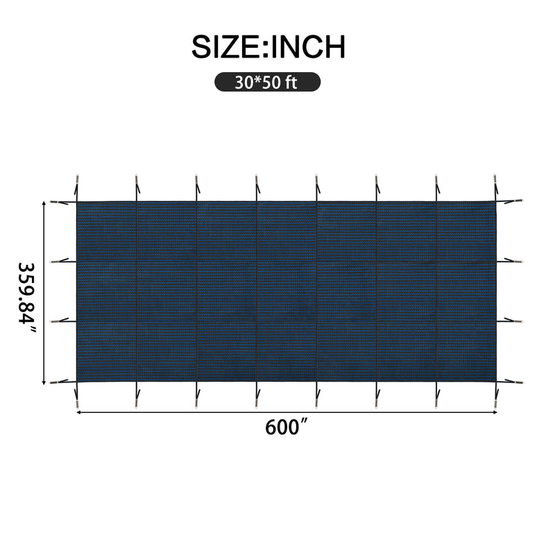 Swimming Pool Safety Cover For Rectangular Underground Pools - Blue