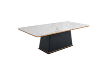 Load image into Gallery viewer, Ceramic Wood Pedestal Base Dining Table - White / Black
