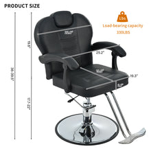 Load image into Gallery viewer, Classic Reclining Barber Chair Salon Chair For Hair Stylist With Heavy Duty Hydraulic Pump, 360° Rotation, Tattoo Chair Shampoo Beauty Salon Equipment, Max Load Weight 330 Lbs
