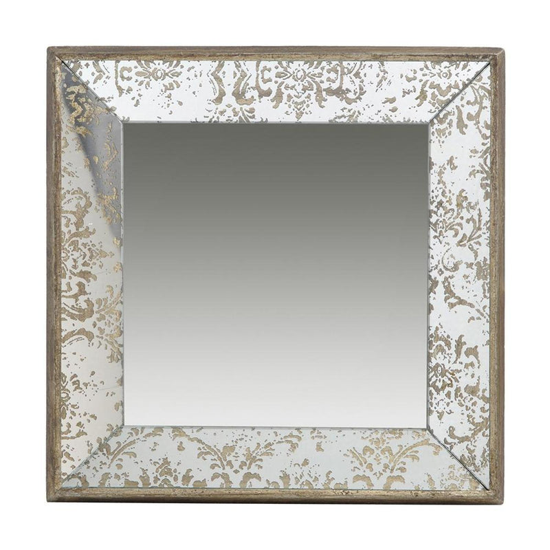 15" Square Vintage Style Wall Mounted Accent Mirror - Silver