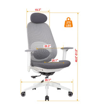 Load image into Gallery viewer, High Back Swivel Desk Chair With Height Adjustable Backrest, 3 Tilt Lock &amp; Rotatable Headrest - Milk White
