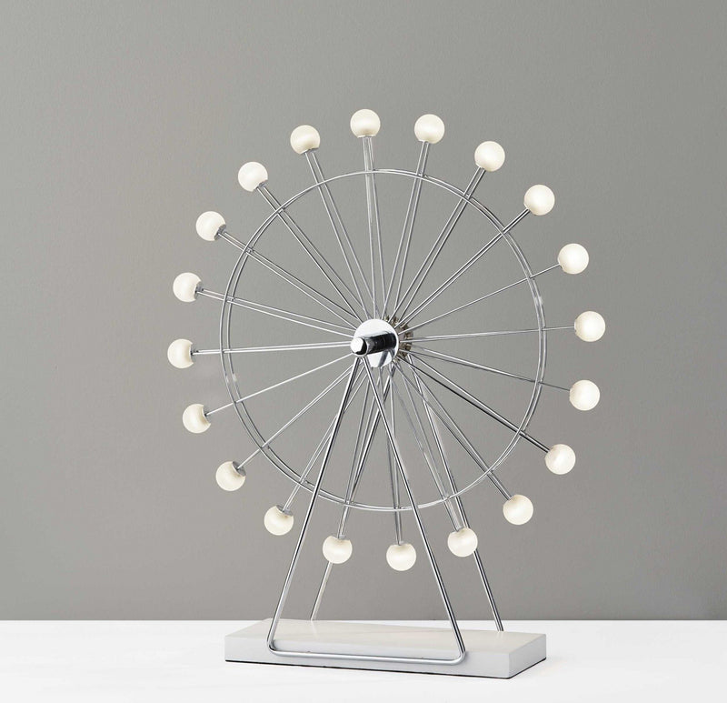 Metal Multi Light Bedside LED Table Lamp With Off-White Globe Shade - Off-White