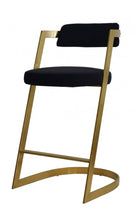 Load image into Gallery viewer, Velvet And Stainless Steel Low Back Counter Height Bar Chair - Black And Gold
