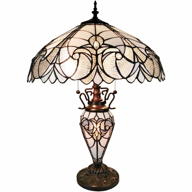 27" Metal Two Light Candlestick Table Lamp With Beige Shade - Dark Brown