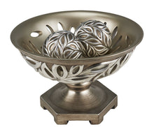 Load image into Gallery viewer, Leaf Poly Decorative Pedestal Bowl With Orbs - Brushed Silver
