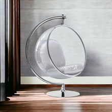 Load image into Gallery viewer, Acrylic With Faux Leather Balloon Chair - Silver And Clear

