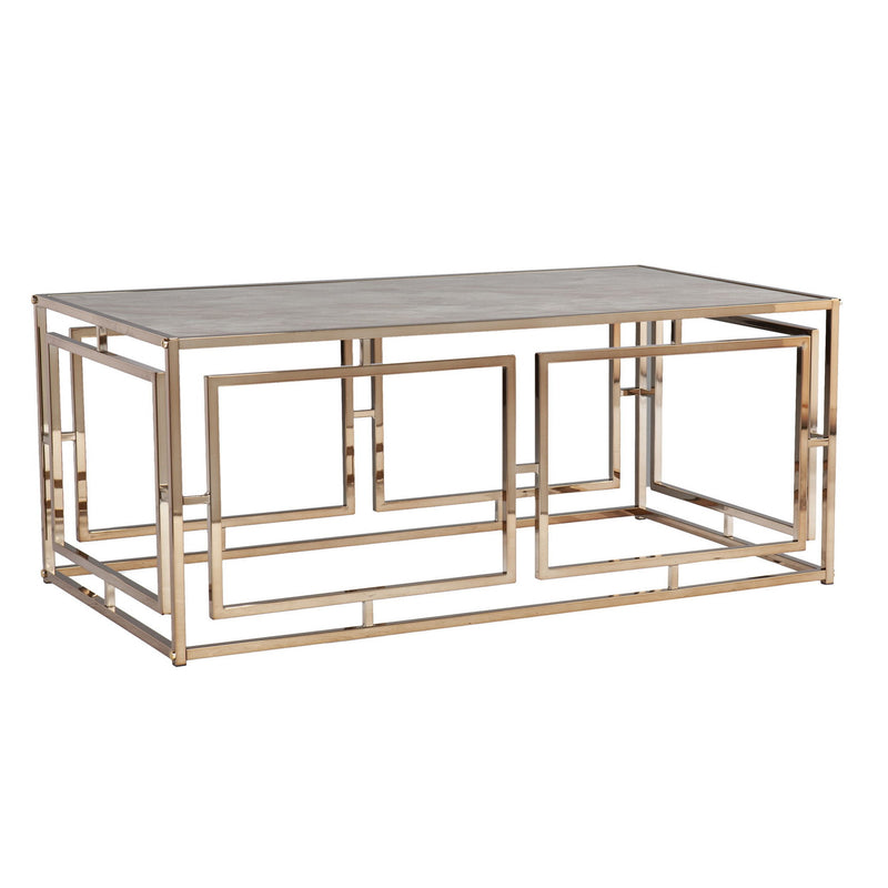 Glass Metal Rectangular Coffee Table - Champagne