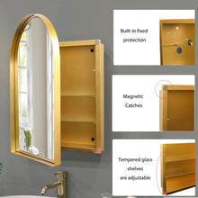 Load image into Gallery viewer, Arched Recessed Medicine Cabinet, Metal Framed Bathroom Wall Cabinet With Mirror And Adjustable Shelves, Wall Mirror With Storage For Bathroom
