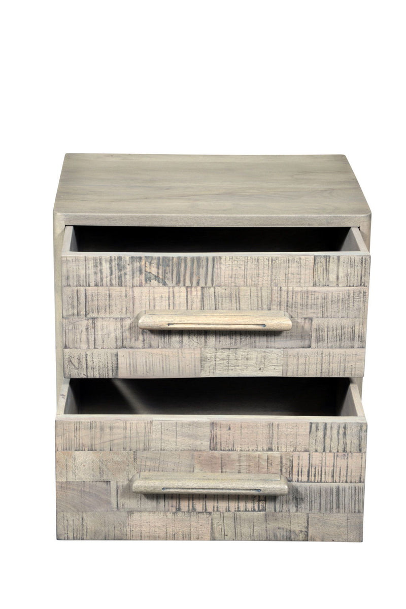 26" Solid Wood Two Drawer Nightstand - Gray