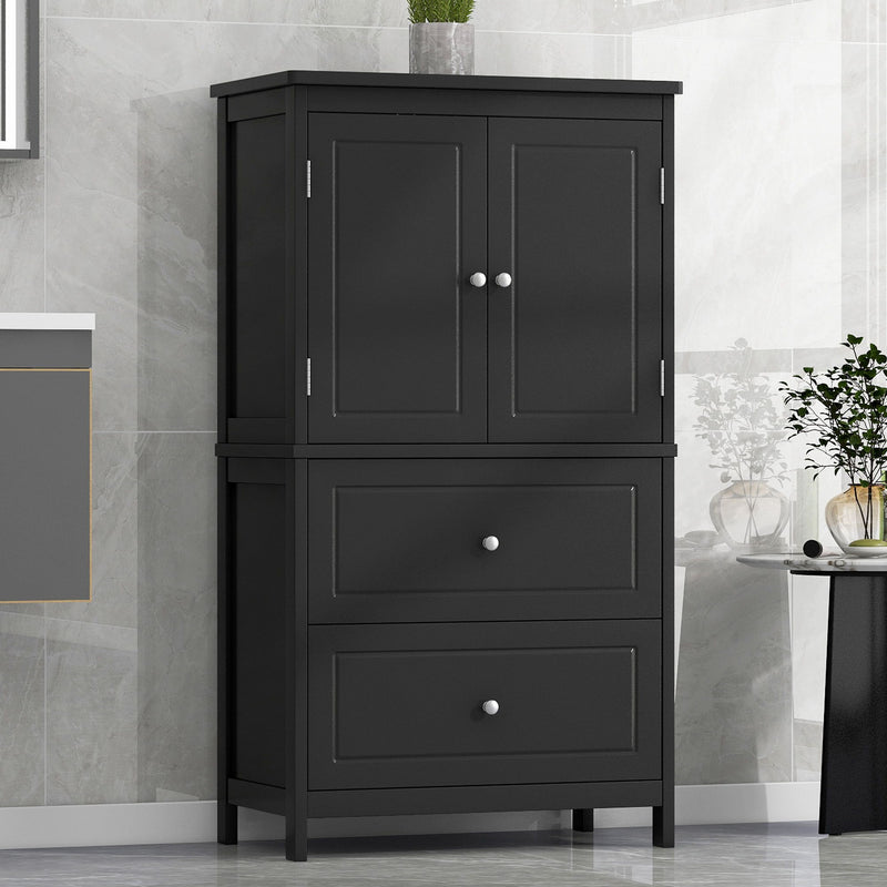 Bathroom Storage Cabinet With 2 Doors And Drawers, Adjustable Shelf