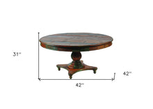 Load image into Gallery viewer, 42" Rounded Rustic Reclaimed Solid Wood Dining Table - Brown
