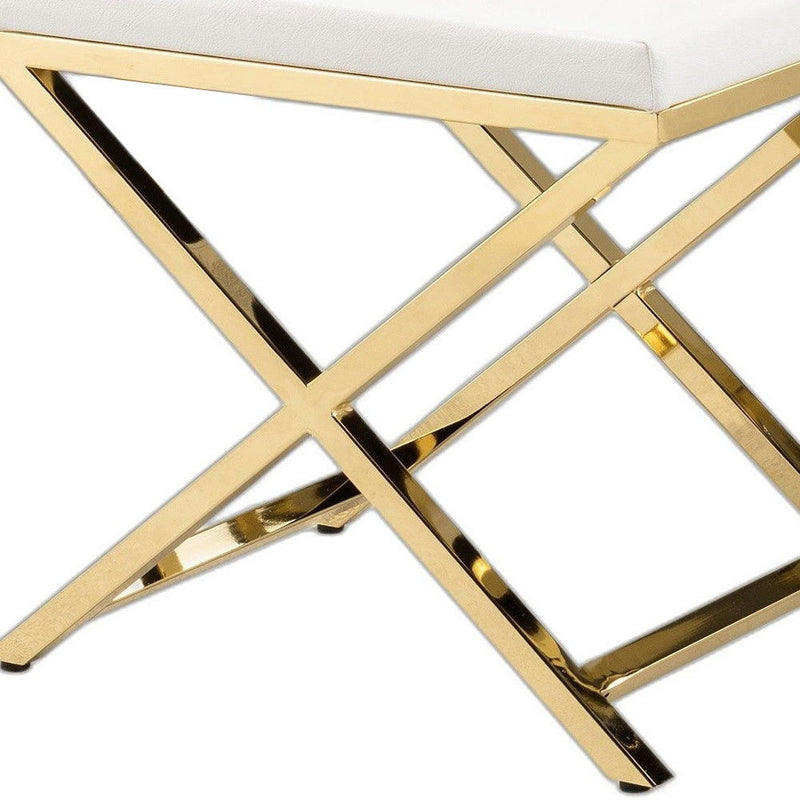 21" Faux Leather Vanity Chair - White / Gold