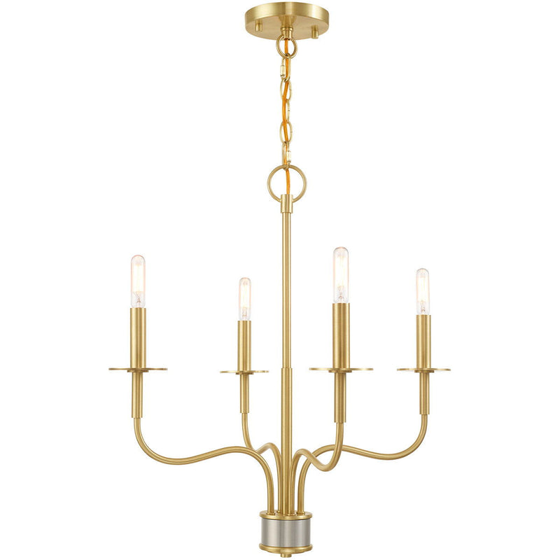 22'' Four Light Dimmable Chandelier With Shades - Brass