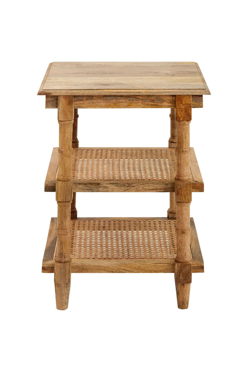 24" Solid Wood End Table With Two Shelves - Natural