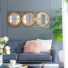Load image into Gallery viewer, 3 Mirror Piece Wall Mirror InRectangular Frame, Home Wall Decor For Bedroom Living Room - Brown
