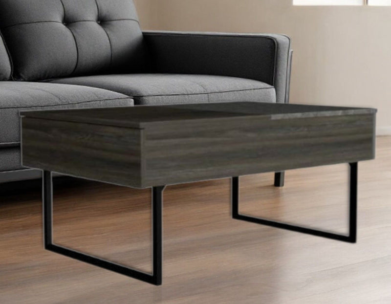 Metal Lift Top Coffee Table With Drawer - Espresso And Black