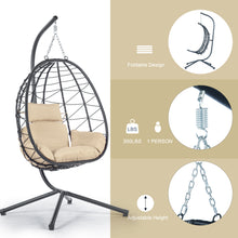 Load image into Gallery viewer, Egg Chair with Stand Indoor Outdoor Swing Chair Patio Wicker Hanging Egg Chair Hanging Basket Chair Hammock Chair with Stand for Bedroom Living Room Balcony
