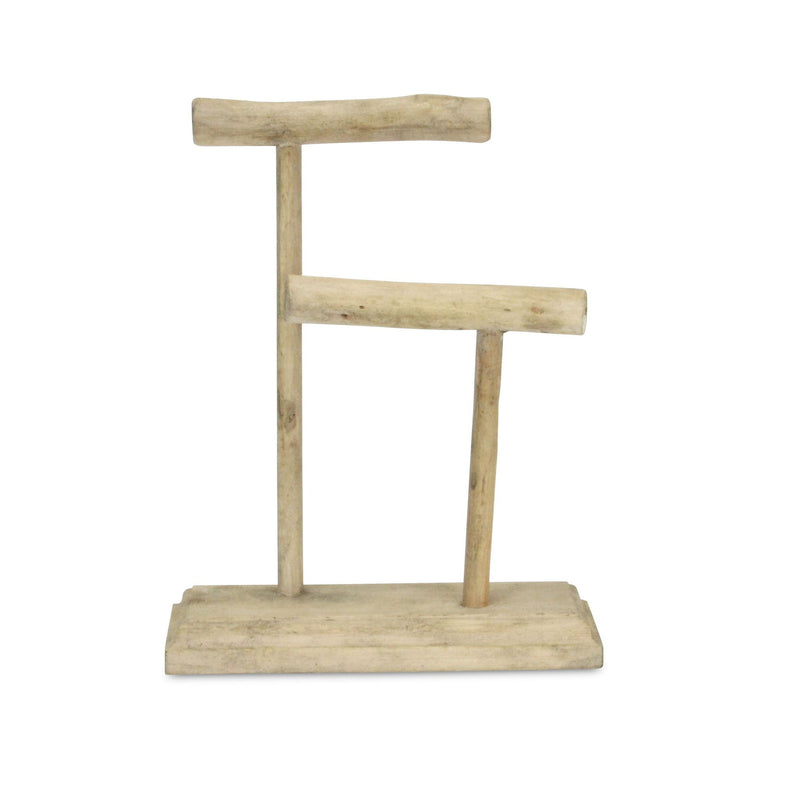 12" Two-Tier Drift Wood Decorative Jewelry Holder - Brown